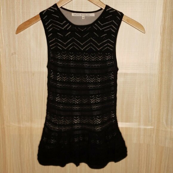 Rachel Rachel Roy Black Lacey Lined Long Tank - Picture 1 of 6